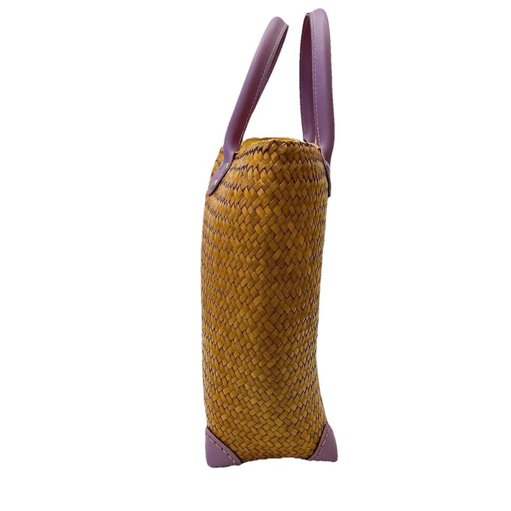NEW! Handmade Hand Woven Bag Tote Leather Handle From Krachut Plant Unique Purse - Picture 5 of 14